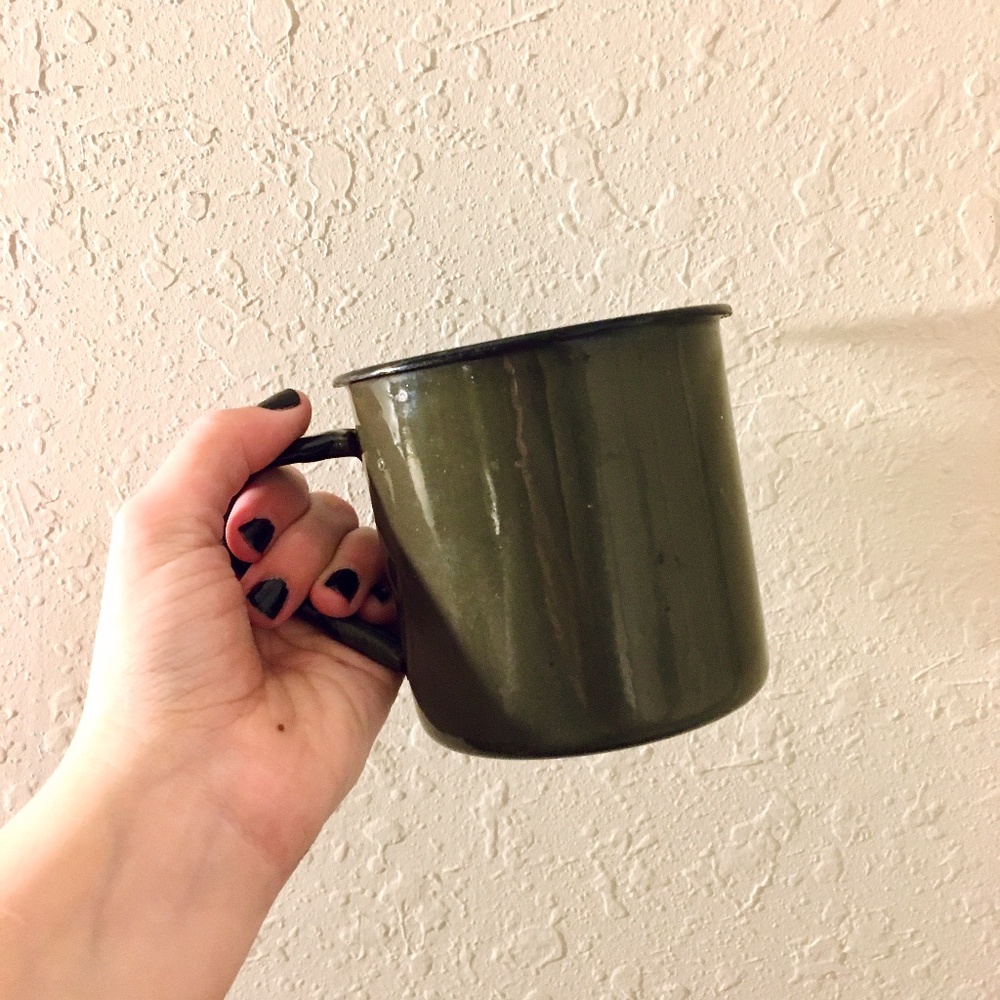 Green & Black Tin camping mug